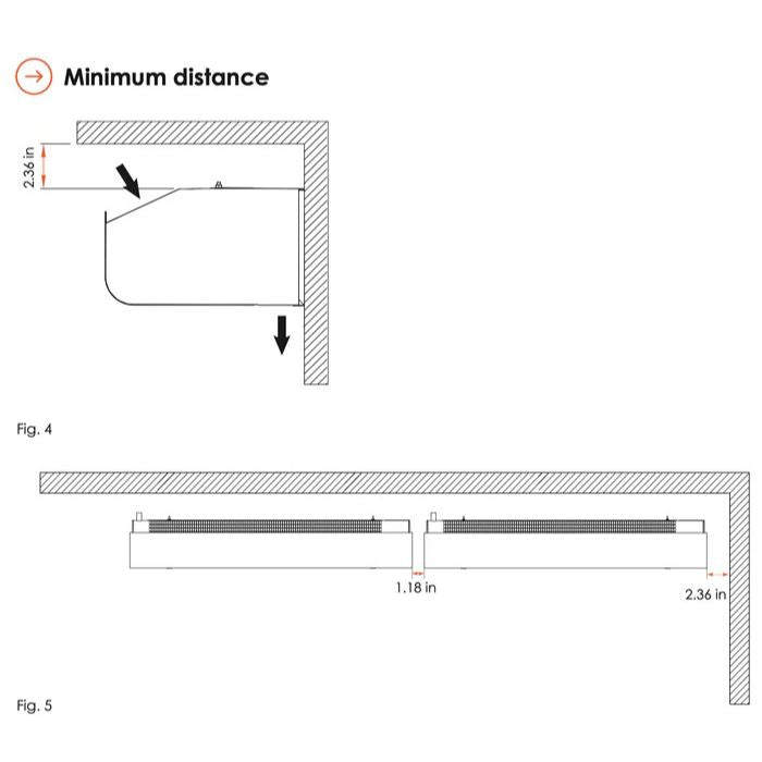 Schwank Select10 36Air Curtain Ambient 230V Single Phase 859 CFM_AC-KA36-23_Minimum Distance